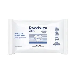 Lingettes imprégnées peaux sensibles Rivadouce - pack de 50 lingettes