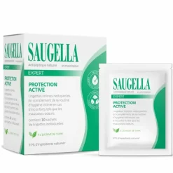 Lingettes intimes Expert Protection active Saugella - boîte de 10 lingettes individuelles