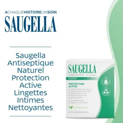 Lingettes intimes Expert Protection active Saugella - boîte de 10 lingettes individuelles