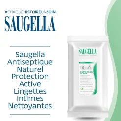 Lingettes intimes nettoyantes Expert Protection Active Saugella - paquet de 15 lingettes