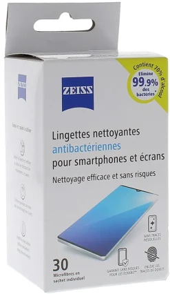 Lingettes nettoyantes antibactériennes smartphone Zeiss - boîte de 30 lingettes