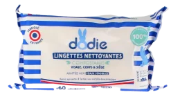 Lingettes nettoyantes fibres d'origine naturelle Dodie - sachet de 70 lingettes
