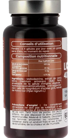 Lion's Mane+ 400mg Santarome - pot de 60 gélules