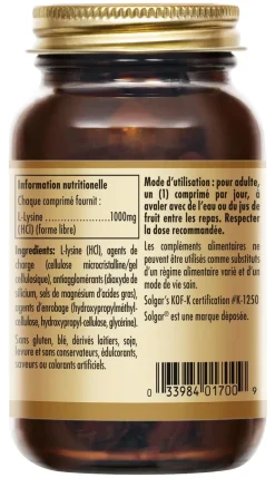 L-Lysine 1000 mg Solgar - pot de 50 comprimés