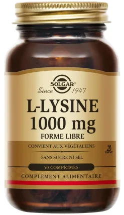 L-Lysine 1000 mg Solgar - pot de 50 comprimés