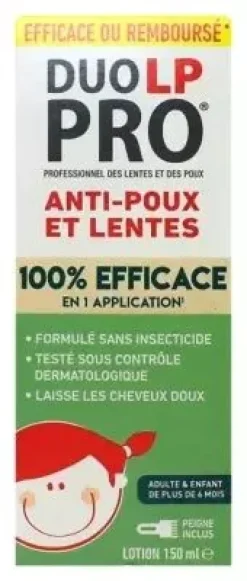 Lotion anti-poux et lentes 1 seul application Duo-LP-Pro
