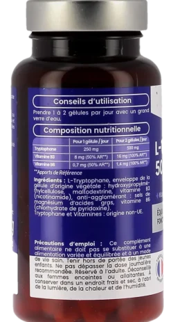 L-Tryptophane+ 500mg Santarome - pot de 60 gélules