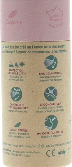Lunettes solaires biosourcées catégorie 4 0-1 an dragée Luc et Léa - 1 paire de lunettes