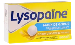 Lysopaïne maux de gorge citron gingembre – 2 tubes de 18 comprimés