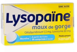 Lysopaïne sans sucre – 36 comprimés à sucer