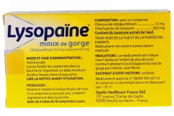Lysopaïne sans sucre – 36 comprimés à sucer