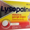 Lysopaïne sans sucre maux de gorge citron 20 mg – 18 pastilles