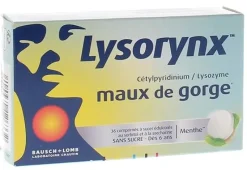 Lysorynx maux de gorge menthe sans sucre Bausch & Lomb - boîte de 36 comprimés à sucer