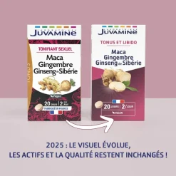 Maca Gingembre Ginseng Tonifiant sexuel Juvamine – 40 comprimés