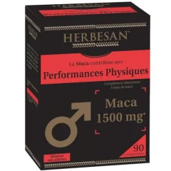Maca 1500 mg Performances physiques Herbesan - Boite de 90 comprimés