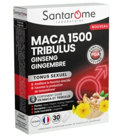 Maca 1500 Tribulus Ginseng Gingembre Santarôme – 30 comprimés