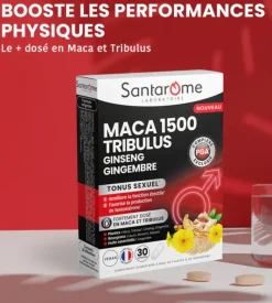 Maca 1500 Tribulus Ginseng Gingembre Santarôme – 30 comprimés