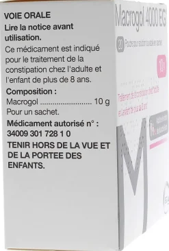 Macrogol 4000 EG 10g - boîte de 20 sachets en poudre