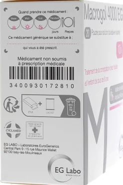 Macrogol 4000 EG 10g - boîte de 20 sachets en poudre