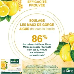 Mal de gorge aigu pharyngite arôme miel citron Humer - boîte de 20 pastilles