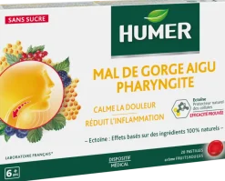 Mal de gorge aigu pharyngite Humer - boite de 20 pastilles