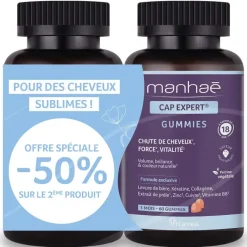 Manhaé Cheveux Expert chute de cheveux offre spéciale 2 mois Vitavea - 2 x 60 gummies