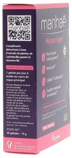 Manhaé Minceur Expert Vitavea - boîte de 30 gélules