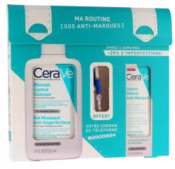 Ma routine SOS anti-marques Cerave - lot de 2 produits + un cordon de téléphone offert