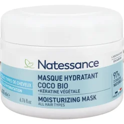 Masque capillaire hydratant coco bio et kératine végétale Natessance - pot de 200ml