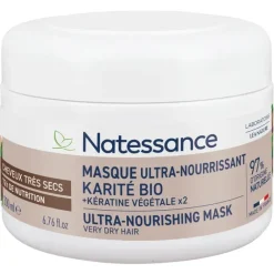 Masque capillaire ultra-nourrissant cheveux très secs Natessance - pot de 200ml