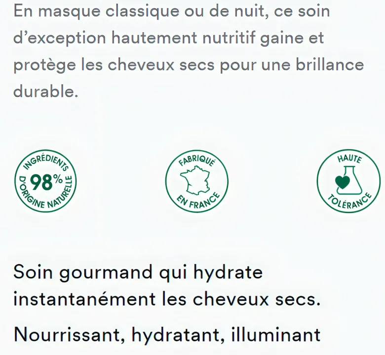 Masque nutrition à la mangue Klorane - pot de 150 ml