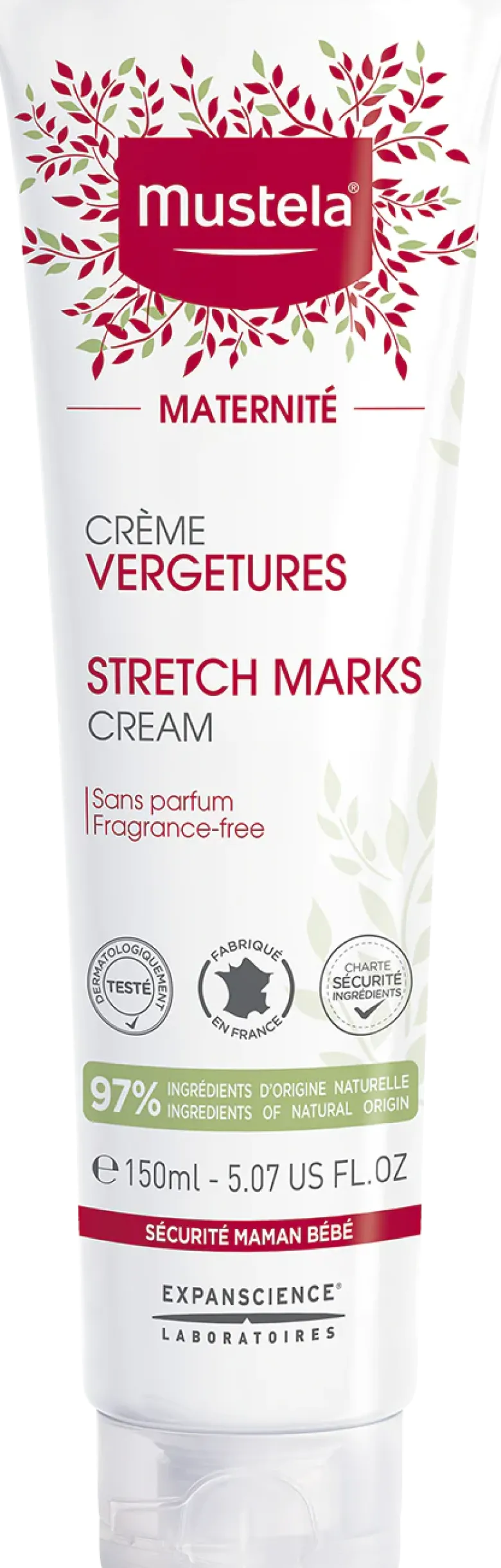 Maternité Crème vergetures sans parfum Mustela - tube de 150 ml