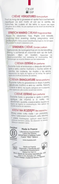 Maternité Crème vergetures sans parfum Mustela - tube de 150 ml