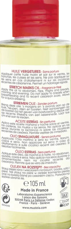 Maternité Huile vergetures bio Mustela - flacon de 105 ml