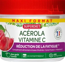 Maxi pot Acérola vitamine C Super Diet - 90 comprimés sécables à croquer