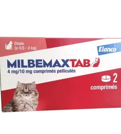 Milbemaxtab comprimés pelliculés chats entre 0,5 et 2kg Elanco - boite de 2 comprimés