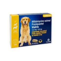 Milbémycine Praziquantel Vermifuge petit chien et chiot +0,5kg arôme viande Viatris