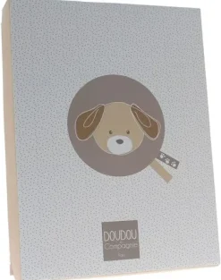 Mini doudou chien attache sucette Doudou et compagnie - boîte avec doudou de 15 cm