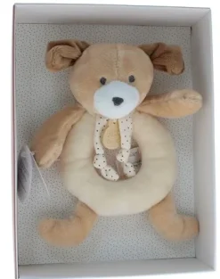 Mini doudou chien hochet Doudou et compagnie - boîte avec doudou de 20 cm