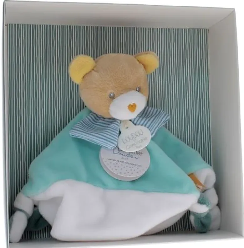 Mini doudou ours bleu Doudou et compagnie - boîte avec doudou de 20 cm