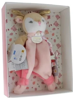 Mini doudou renne attache sucette Doudou et compagnie - boîte avec doudou de 15 cm