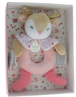 Mini doudou renne hochet Doudou et compagnie - boîte avec doudou de 20 cm