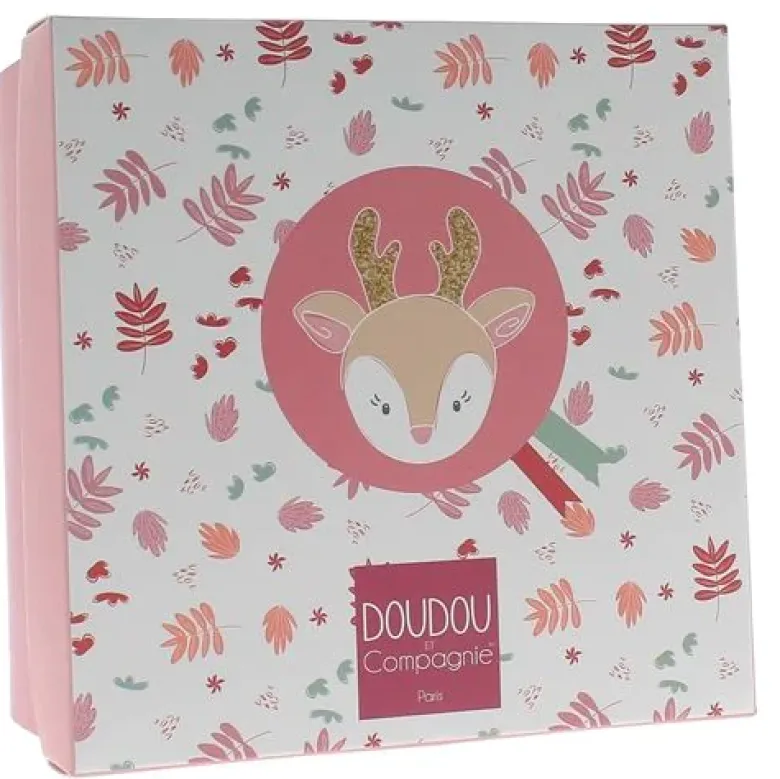 Mini doudou renne mouchoir Doudou et compagnie - boîte avec doudou de 20 cm