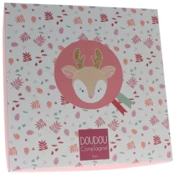 Mini doudou renne rose Doudou et compagnie - boîte avec doudou de 20 cm