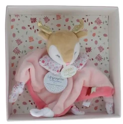 Mini doudou renne rose Doudou et compagnie - boîte avec doudou de 20 cm