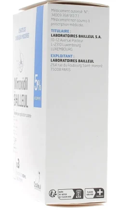 Minoxidil Bailleul 5% solution pour application cutanée Homme - 3 flacons de 60ml