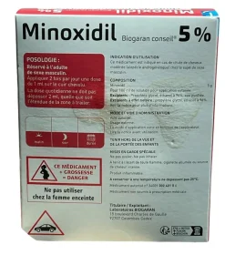 Minoxidil 5% Biogaran chute de cheveux modérée – 3 flacons de 60 ml