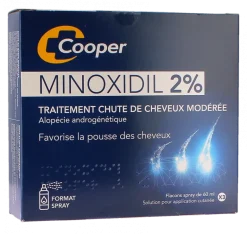 Minoxidil 2 % chute de cheveux Cooper – 3 sprays de 60 ml