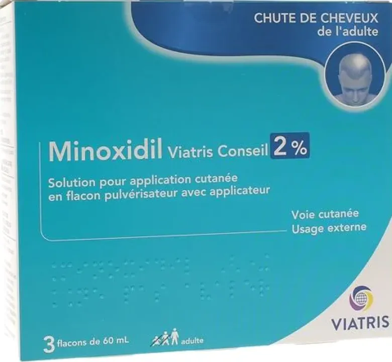 Minoxidil Viatris Conseil 2% - boite de 3 flacons de 60ml