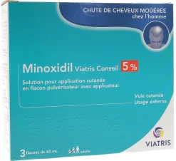 Minoxidil Viatris conseils 5 % – 3 flacons de 60 ml